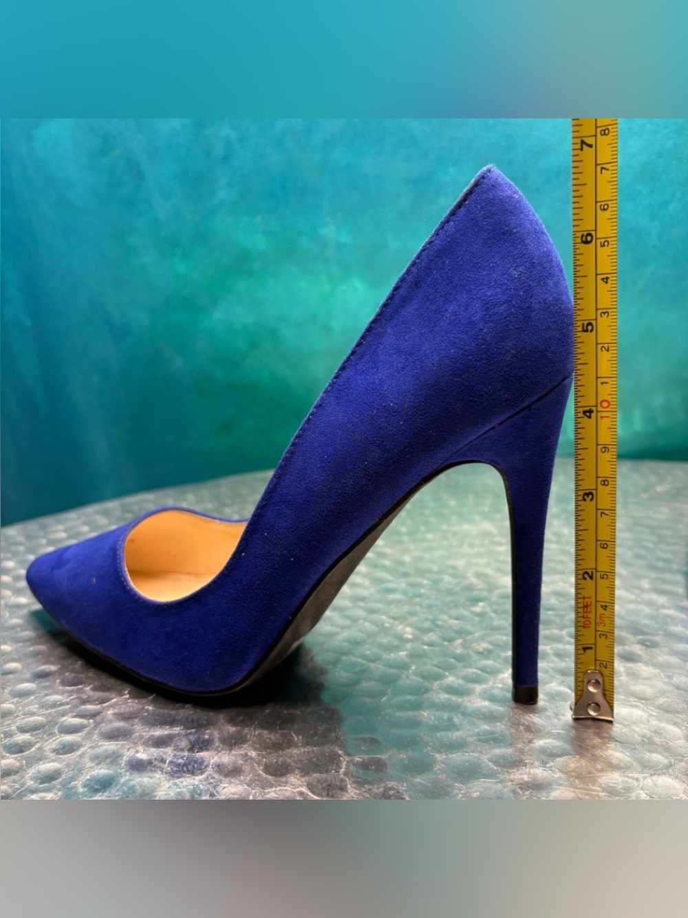 Anne Michelle Hibiscus Royal Blue Suede High Heel Stilettos Pumps Shoes